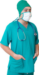 Portrait doctor man or surgeon transparent file.