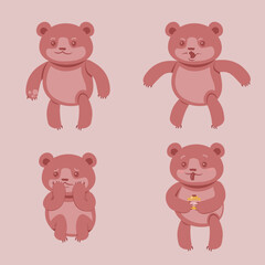 Obraz na płótnie Canvas four cute baby bears with different emotions