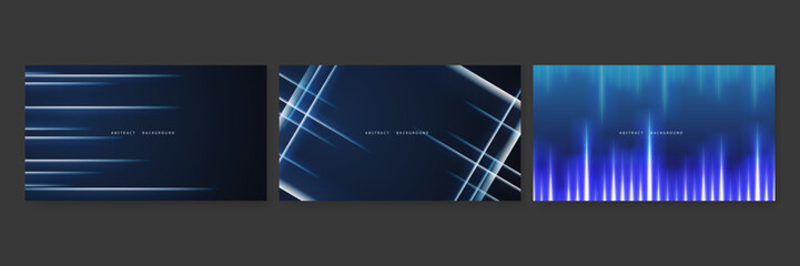 Fototapeta premium Modern blue abstract background with technology hi-tech concept and lighting and wave line