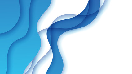 Abstract blue and white gradient background with curve wave