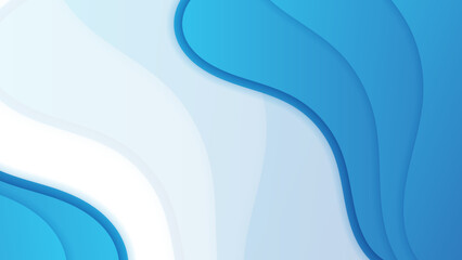 Abstract blue and white gradient background with curve wave