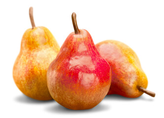 Ripe Fresh Pears on white background