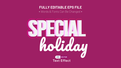 Special holiday new 3d vector editable text effect