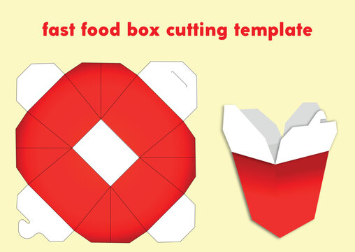 Fast food box cutting template