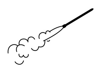 Launch of a combat ballistic missile. Arsenal of the military industrial complex. A cruise missile is flying. The silhouette of a missile used by belligerents in conflict situations.