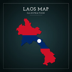 3D Laos Map Vector Illustration	
