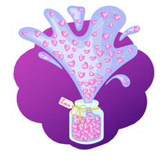 Love and heart. gift box with bow