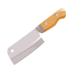 Cleaver knife for cutting meat vector cartoon illustration. Kitchen knife for cutting through poultry bones isolated on white background. Kitchen utensils concept