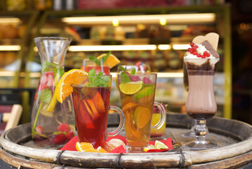 Variety of cocktails at the bar