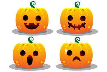 Halloween Set of pumpkin for holiday. pumpkins with cut scary good joy smile. Collection . background. Vector illustration