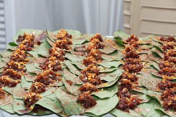 beeda or paan arranged in row