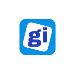 GI company name initial letter vector icon. GI brand symbol with blue color.