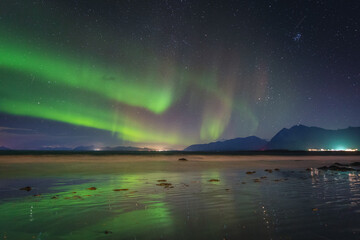 The northern lights captured in the Lofoten Islands in northern Norway.