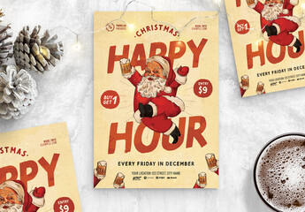 Christmas Happy Hour Flyer Poster