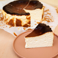 A slice of Basque burnt cheesecake