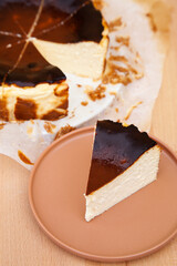 A slice of Basque burnt cheesecake