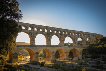 zonsondergang over de Pont du Gard