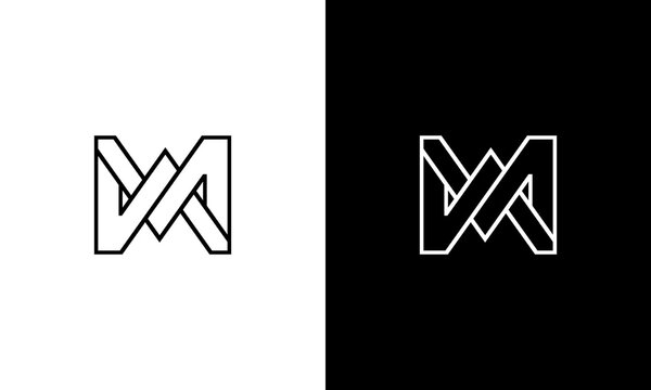 letter wm line art logo design