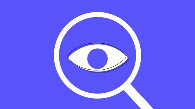 Ojo mirando a trav&eacute;s de una lente, animaci&oacute;n minimalista.