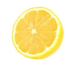 Ripe half of lemon isolated on white background with PNG.