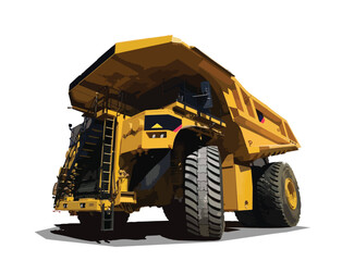 Large quarry dump truck template on white background. Equipment for the high-mining industry. 