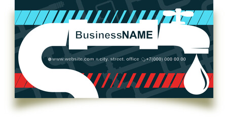 Business card concept for a plumber. Plumbing and water supply systems. Plumbing repair and service