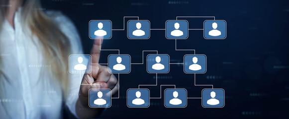 Business hierarchy structure. Relations of order or subordination between members.Business process...
