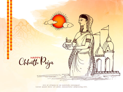 Happy Chhath Puja Indian religious festival background 13443307 Vector Art  at Vecteezy
