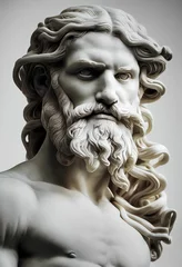 Papier Peint photo Monument historique Hyper-realistic illustration of a long-haired and bearded statue of a male