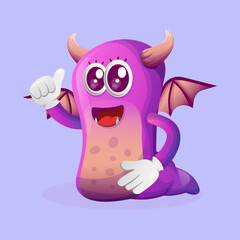 Cute purple monster thumbs up