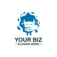 Splash Milk Cow logo design in modern style suitable as various business or company logo, drink, paint, etc.