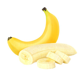 Peeled sliced banana cut out © ChaoticDesignStudio