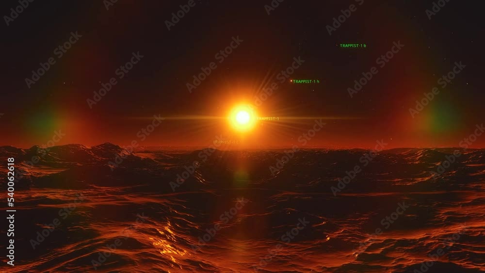 Wall mural 3d animated alien planet in space named trappist 1 in a solar system