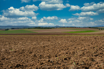 Geackerte Felder im Herbst Oberfranken Deutschland