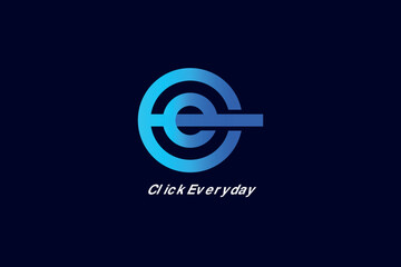 Ce word gradient color round shape logo design