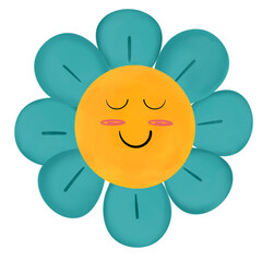 Smile Daisy Flower Watercolor 