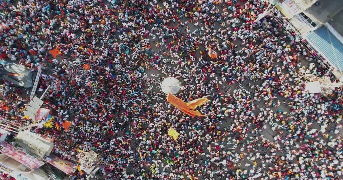 A top view of huge crowd during hindu religious festival