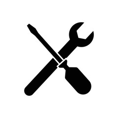 Screwdriver glyph icon illustration with wrench. icon illustration related repair, maintenance. Simple vector design editable