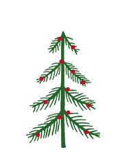 christmas tree with holly leaves decoration