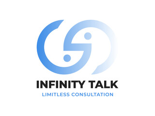 Infinity Talk logo vector icon illustration, unlimited consultation, conversation, chat bubble