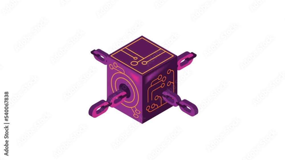 Poster cryptocurrency box with circuit animation