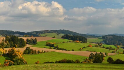 Fototapeta na wymiar Autumn landscape. Beautiful colorful nature in autumn time. Czech Republic - seasonal background.