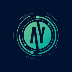 Letter A Y Initial Technology Logo
