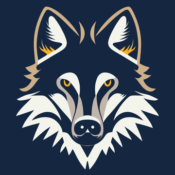 Wolf face vector illustration. Pop art animal werewolf head, creative character mascot logo symmetry design. Bright neon colors sticker. Wolfs, wild, animal lovers theme design element.