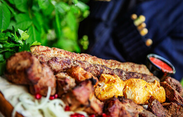 Lamb shish kebab caucasian dish