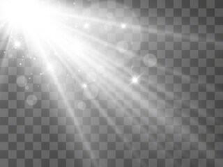 Bright beautiful star.Vector illustration of a light effect on a transparent background.	

