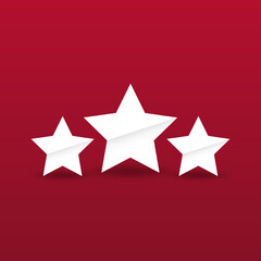Paper cut Star icon isolated on Red background. Favorite, best rating, award symbol. Paper art style. Vector Illustration