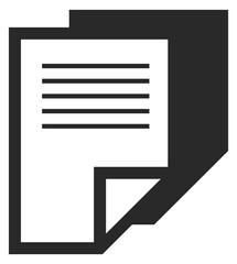 Document copy icon. Two paper pages black symbol