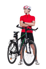 Naklejka premium Confident cyclist looking to the copy space area