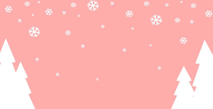 Pink Winter Christmas Background Vector Illustration.